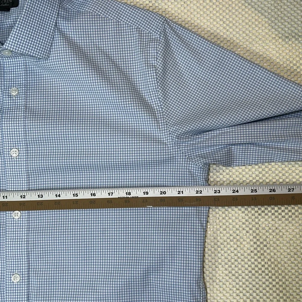 J.Crew Ludlow Dress Shirt‎ Classic Fit Gingham Checkered Blue Size 16/33